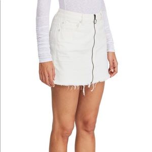 Free People White Denim Mini Skirt with Zipper